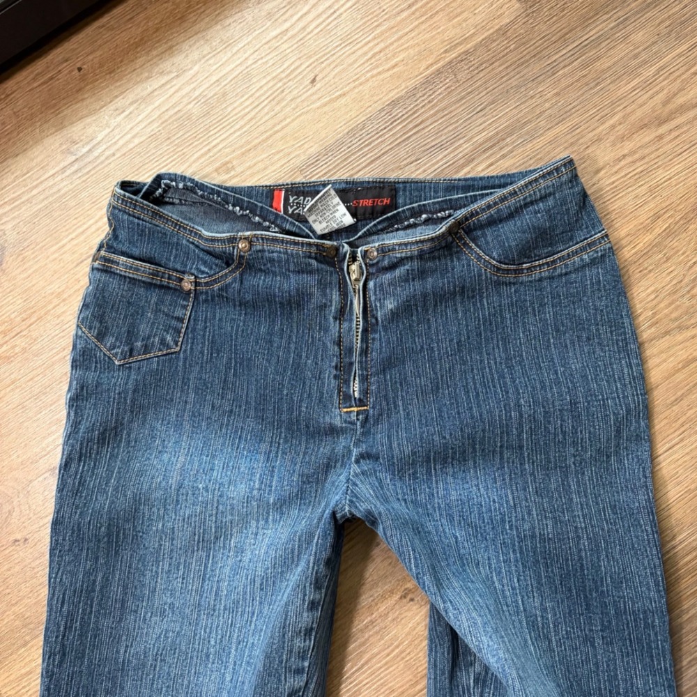 Y2K Lowrise No Pockets Blue Stretch Flare Leg Jeans Size 5 Denim - Picture 2 of 7